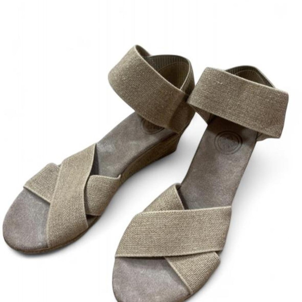 Charleston Shoe Co Cannon Linen Ankle Strap Espadrille Wedge Sandals Womens 6